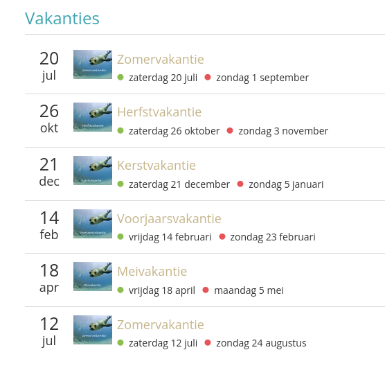 Vakantie's en studiedagen 2024-2025