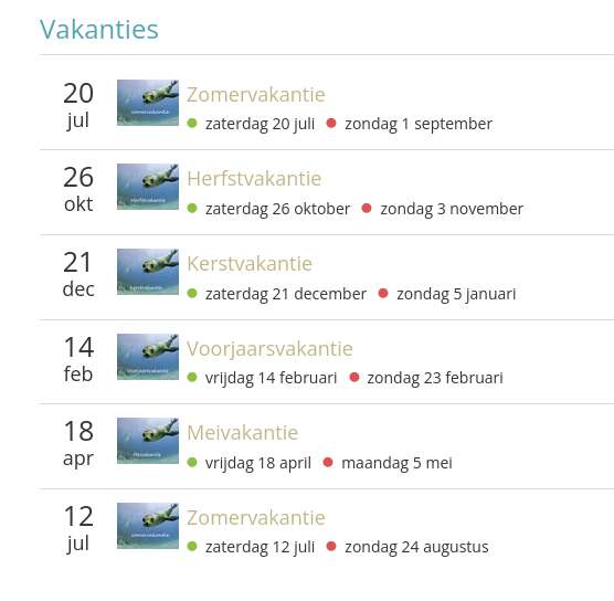 Vakantierooster en studiedagen 2024-2025