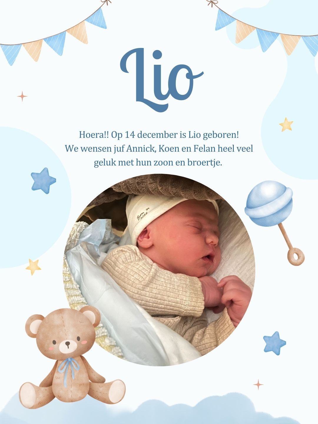 Een zoon voor juf Annick!