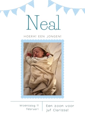 Blauw baby verjaardag uitnodiging 